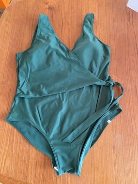 summersalt Green Wrap One-Piece Swimsuit